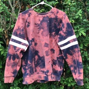 Blue and pink/copper tie dye pullover hoodie